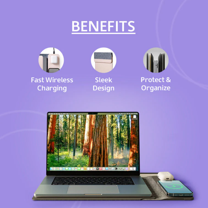4 in 1 Wiresless Charging Laptop Sleeve