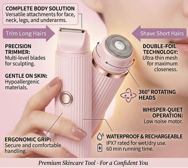 Double Head Electric Shaver – Wet & Dry Waterproof Dual Blade Razor