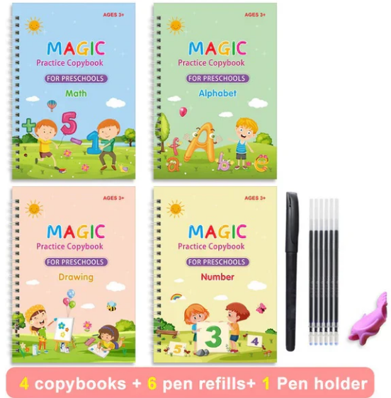 Magic Books (4-Pack) with Pen & Refills